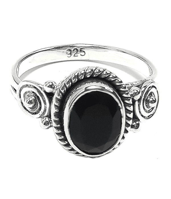 Anillo Ónix Oval Facetado Plata Fina 925 