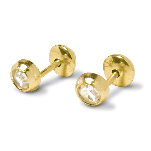 Aros Bebé Circón Blanco 4mm Enchapado Oro 18 K