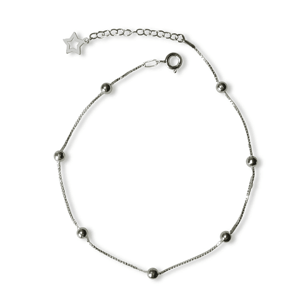 Tobillera 7 Bolitas Chiche Estrella Plata Fina 925  1