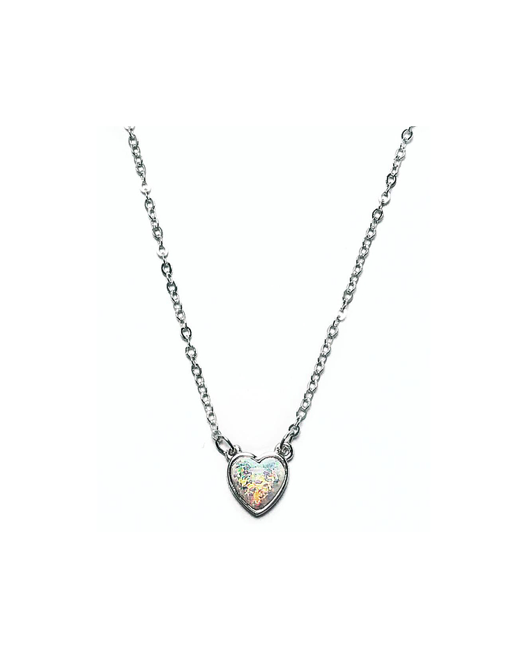 Collar Corazón Ópalo Plata Fina 925 