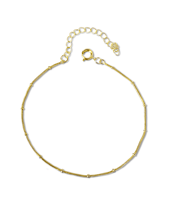 Pulsera Cordón Mini Beads Enchapado Oro 18 K