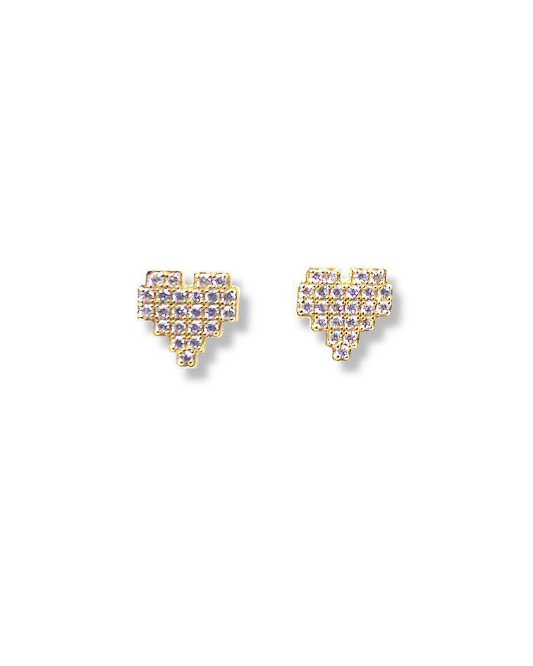 Aros Corazón Circones Enchapado Oro 18 K 