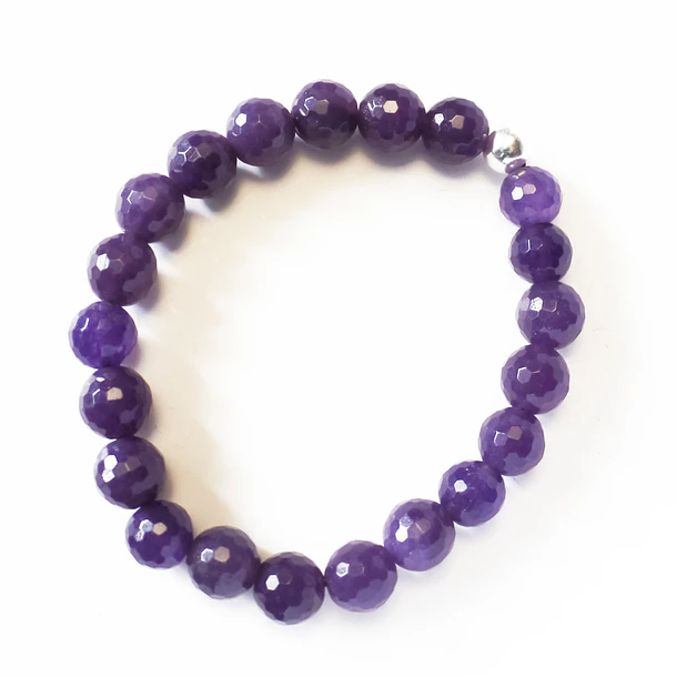 Pulsera Amatista 8mm Facetada Plata Fina 925 1