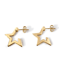 Aros Estrella 4 Puntas Enchapado Oro 18 K