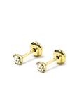 Aros Bebé Circón Blanco 2mm Enchapado Oro 18 K