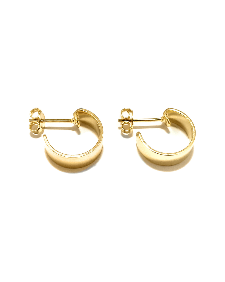 Aros Argolla Tubo Plano 14mm Enchapado Oro 18 K