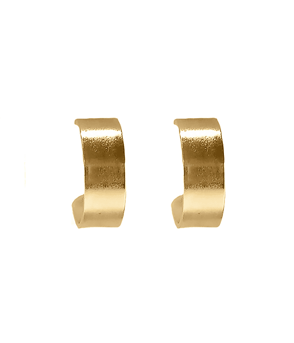 Aros Argolla Tubo Plano 14mm Enchapado Oro 18 K