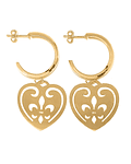 Aros Argolla Corazón Satinado Colgante Enchapado Oro 18 K