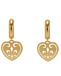 Aros Argolla Corazón Satinado Colgante Enchapado Oro 18 K