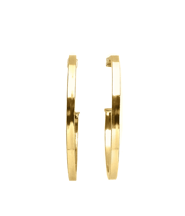 Aros Argolla Tubo Cuadrado 50mm Enchapado Oro 18 K 