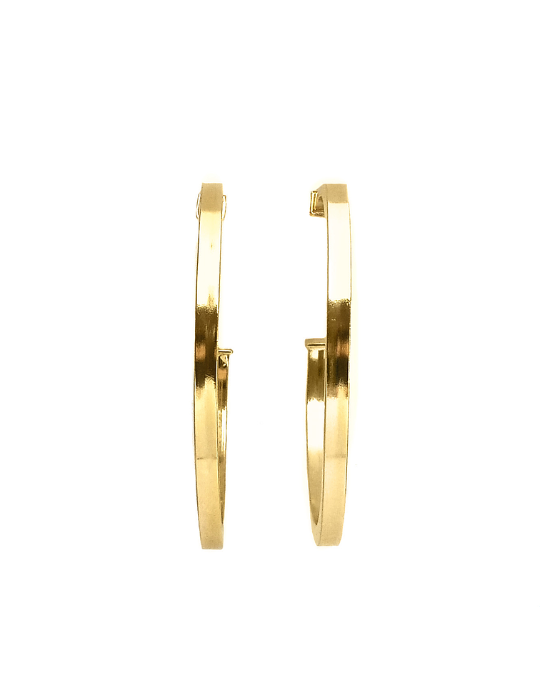 Aros Argolla Tubo Cuadrado 50mm Enchapado Oro 18 K 