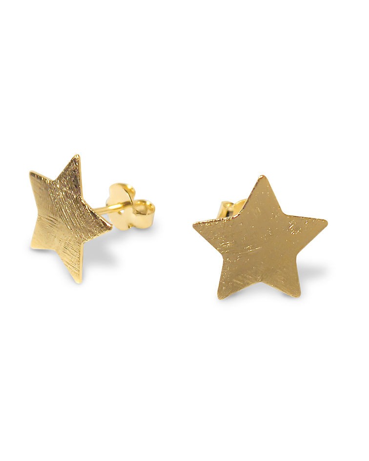 Aros estrella satinados Enchapado Oro 18 K