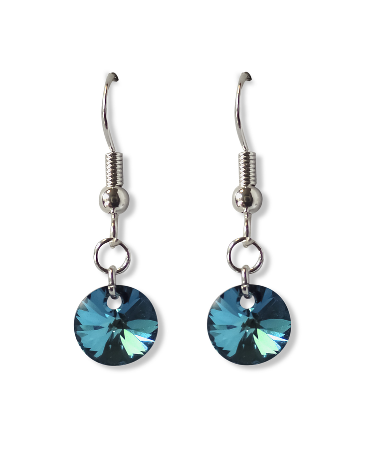 Aros Cristal Austriaco Azul Bermuda Plata Fina 925