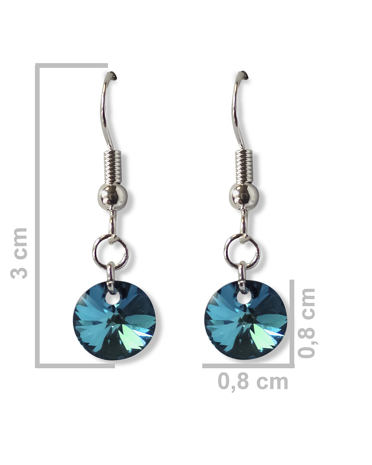 Aros Cristal Austriaco Azul Bermuda Plata Fina 925