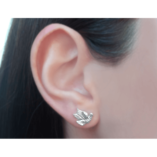 Aros Pájaro Plata Fina 925 2
