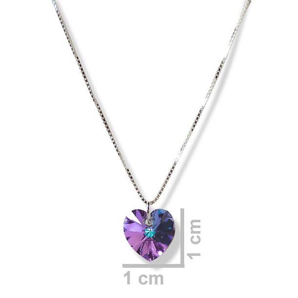 Collar Corazón Cristal austríaco Vitrail Claro Plata Fina 925