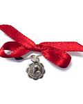 Medalla San Benito 10mm Plata Fina 925 Cinta Roja