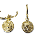  Aros Argolla Medalla Cabeza Egipcia Enchapado Oro 18k