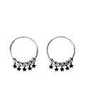 Aros Argollas 25mm Bolitas Estrellas Plata Fina 925