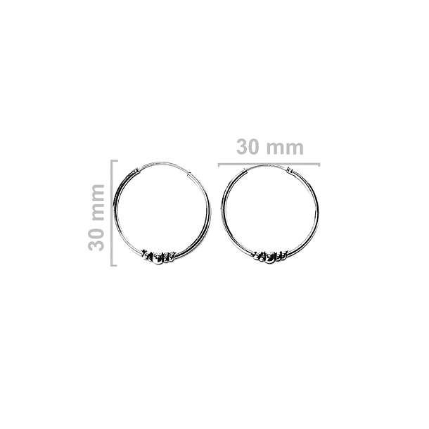 Aros Argollas 30mm Plata Fina 925 Envejecida