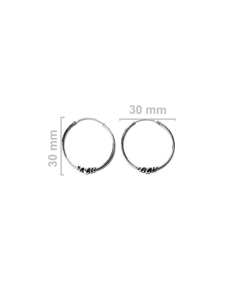 Aros Argollas 30mm Plata Fina 925 Envejecida