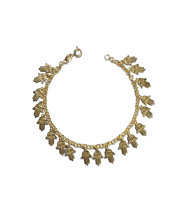  Pulsera Chiches Mano De Fátima Enchapado Oro 18K