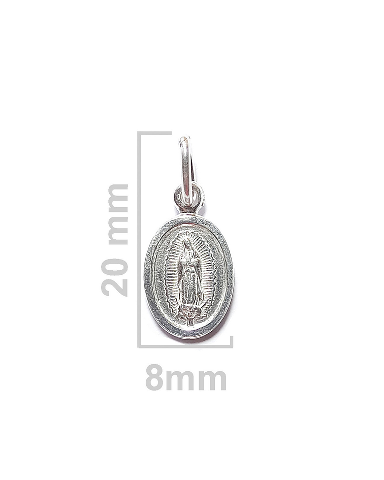 Colgante Medalla Virgen de Guadalupe 8mm Plata Fina 925