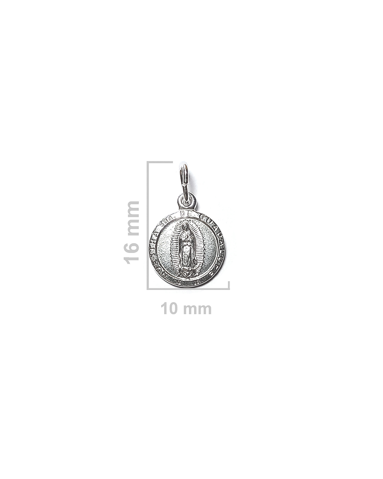 Colgante Medalla Virgen De Guadalupe 10mm Plata Fina 925