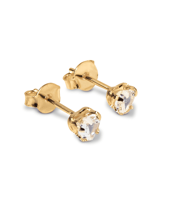 Aros Corazón Circón Grifas 4mm Enchapado Oro 18 K 