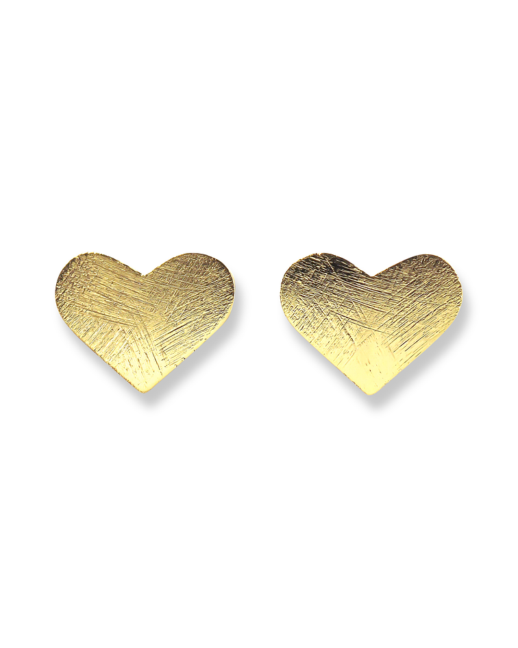 Aros Corazón Satinado Enchapado Oro 18K