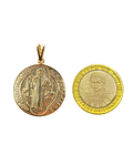 Colgante Medalla San Benito 25mm Enchapado Oro 18 K