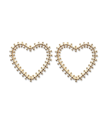 Aros Corazón Bolitas Enchapado Oro 18 K