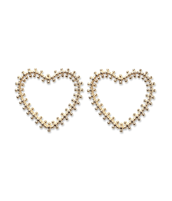 Aros Corazón Bolitas Enchapado Oro 18 K