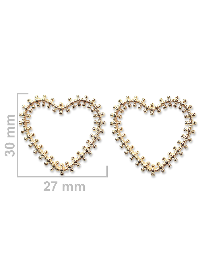 Aros Corazón Bolitas Enchapado Oro 18 K