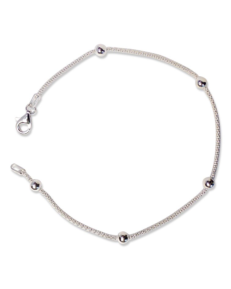 Pulsera Cordón Bolitas Plata Fina 925