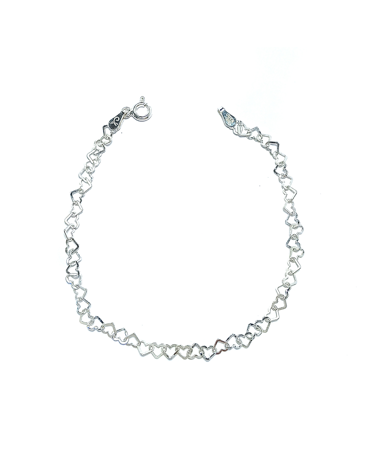 Pulsera Corazones Plata Fina 925