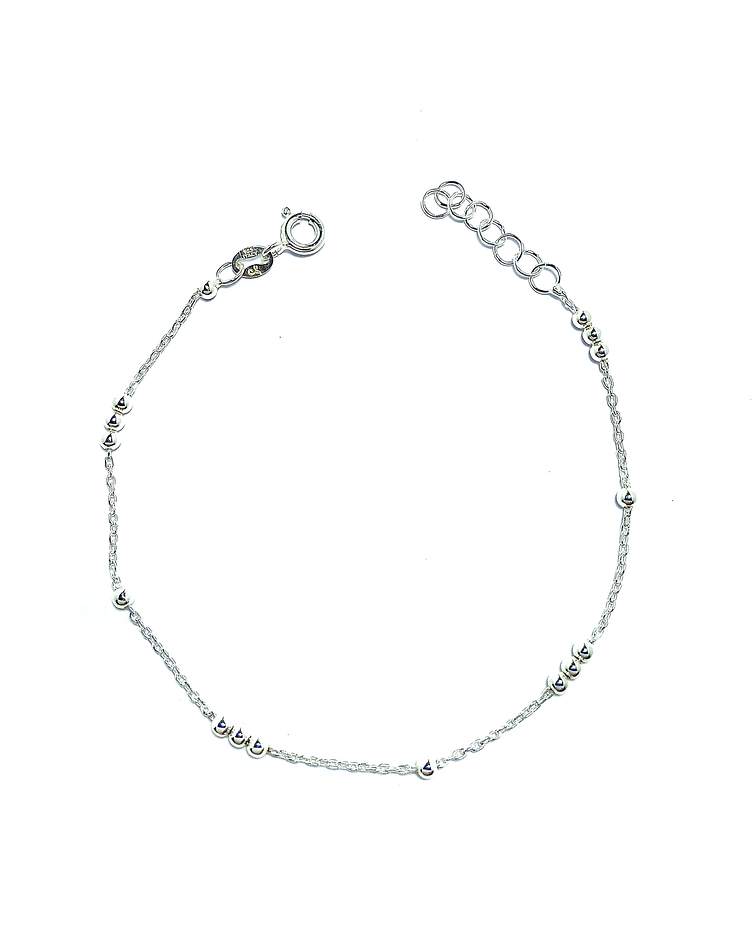 Pulsera Pelotitas Cadena Forzatina Plata Fina 925