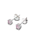 Aros Circón Solitario 3mm Rosa Plata Fina 925