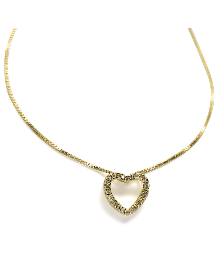 Collar Corazón Circón Enchapado Oro 18 K 44cm