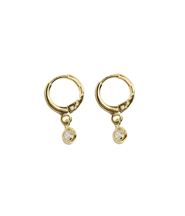 Aros Argolla Circón Blanco Enchapado Oro 18K