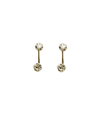 Aros 2 Circones Blancos Enchapado Oro 18K