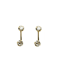 Aros 2 Circones Blancos Enchapado Oro 18K