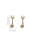 Aros 2 Circones Blancos Enchapado Oro 18K