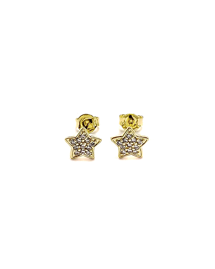 Aros Estrella Circones 8mm Enchapado Oro 18K