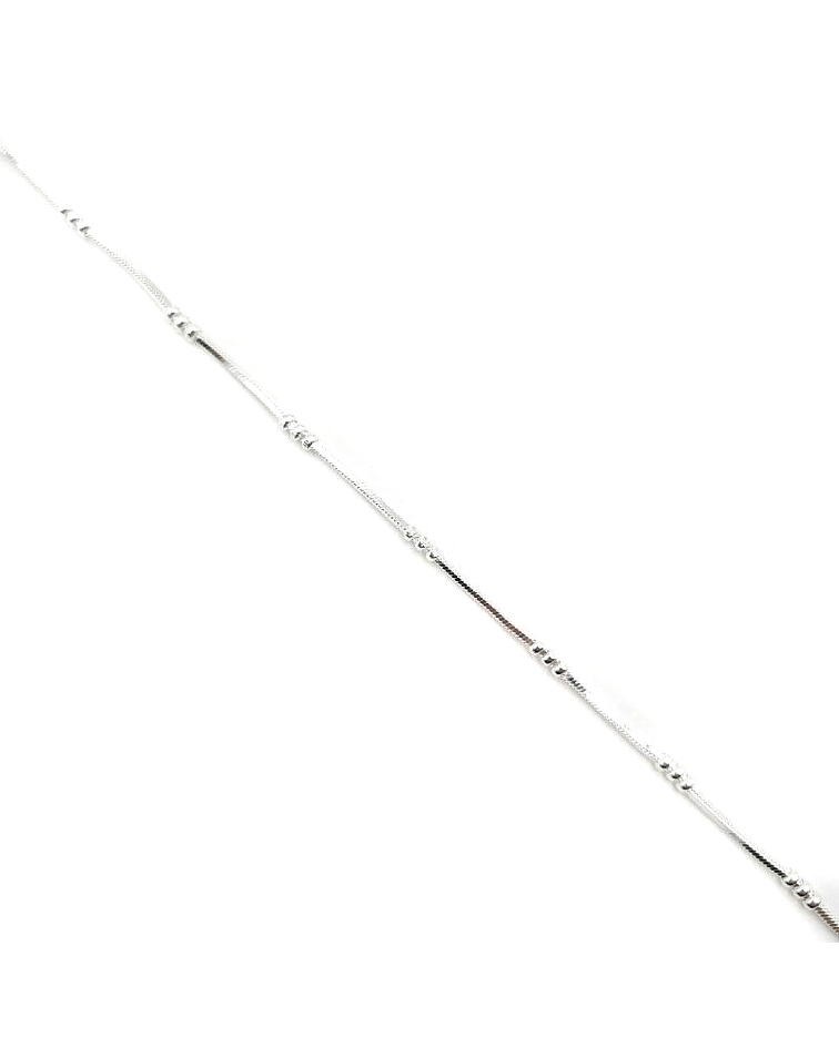 Pulsera Cola De Topo Bolitas Mini Plata Fina 925 20cm