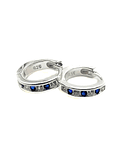 Aros Argolla Mini Circones Blancos Azules Plata Fina 925