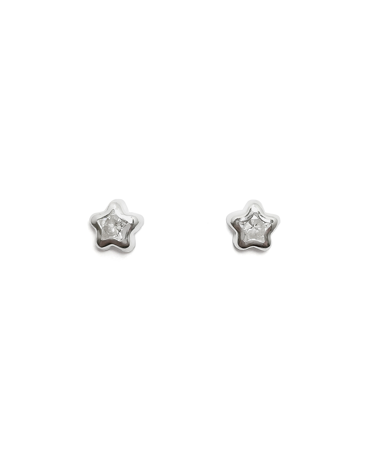 Aros Estrella Circón 8mm Plata Fina 925