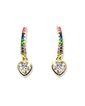 Aros Argolla Cintillo Circón Colores Corazón Enchapado Oro 18K