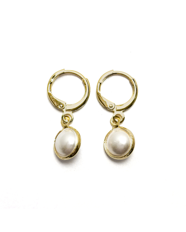 Aros Argolla Perla Enchapado Oro 18K