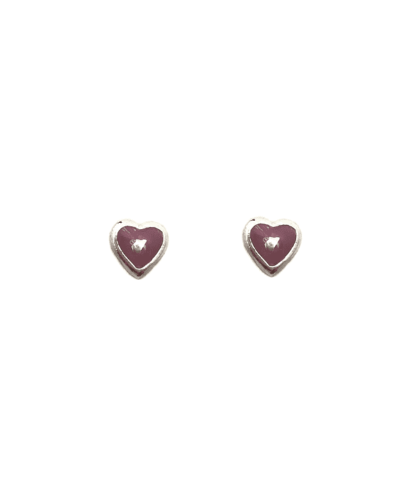 Aros Abridores Mini Corazón Morado Plata Fina 925